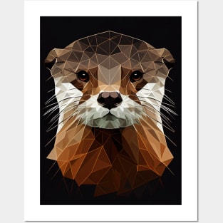 Triangle Otter - Abstract polygon animal face staring Posters and Art